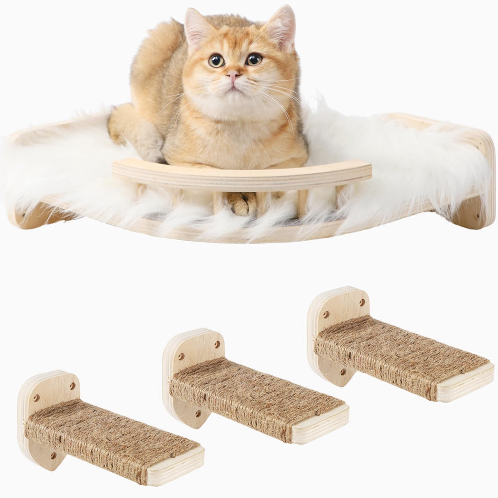 COOLEX cat wall shelves base with sturdy wood frame for safe lounging.