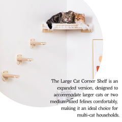 COOLEX Large Cat Shelves wood finish detail – durable craft for stylish interiors.
