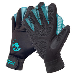 COOLJOB grooming gloves with webbed finger design for thorough bath-time cleaning