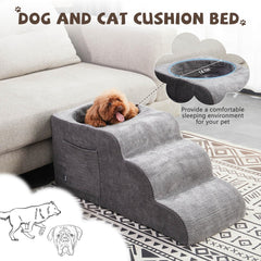 Cooloo8 dog stairs non-slip surface gray, safe low-effort access to elevated spots.