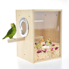CooShou bird nest box front view with clear acrylic for easy monitoring.