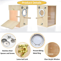 CooShou nest-box size-s shows compact fit for small parrots.