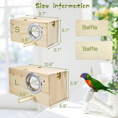 CooShou parakeet nesting box detachable wooden board creates a dark sleeping area at night.