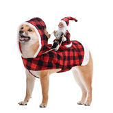 CooShou Santa riding costume on dog for festive photo moments.