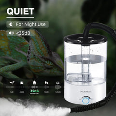 COOSPIDER adjustable-mist-output image demonstrates rotary control for customizable humidity.