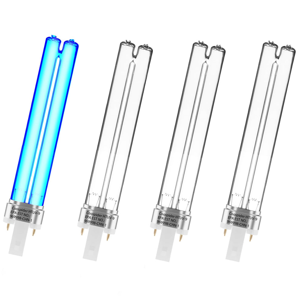 Coospider-Repta 4-pack UV bulbs for outdoor pond clarifier improve water clarity.