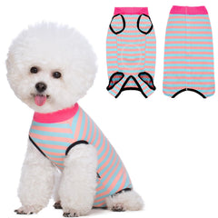 Coppthinktu recovery suit for dogs pink front view, gentle protection during post-surgery healing