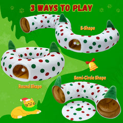 CORALMEE cat tunnel Christmas tree skirt polka dots showcase festive design for play and snuggling