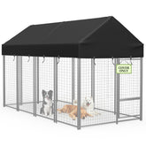 COSHNIBI outdoor dog kennel roof cover waterproof shields an 8x4 ft kennel from rain.