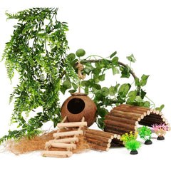 COSOC coconut hut in gecko tank provides secure hideaway and rustic charm