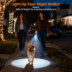 COSOWO USB LED light on leash provides nighttime visibility for safer evening strolls