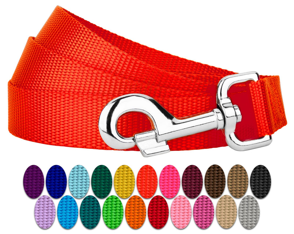 Country Brook Petz Everyday Nylon Leash in hot orange with 1-inch width for comfortable daily walks.
