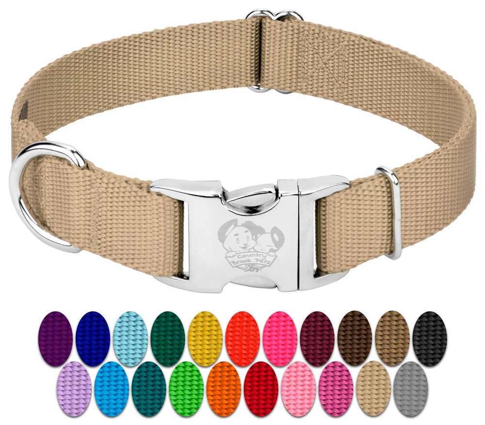 Country Brook Petz collar metal buckle close-up showcasing durable daily-use hardware