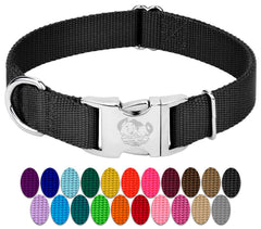 Country Brook Petz premium nylon dog collar with metal buckle, black, 3/4 inch, ideal for daily walks.