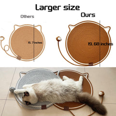 CoveCozy cat-scratching-mat-natural-cotton-rope close-up shows soft, non-toxic fibers for safe play.