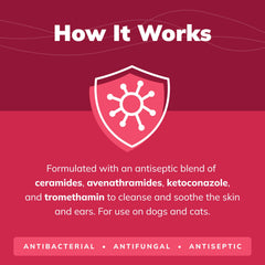 Covetrus CeraSoothe KET Antiseptic Flush skin contact showing moisturizing ceramides.