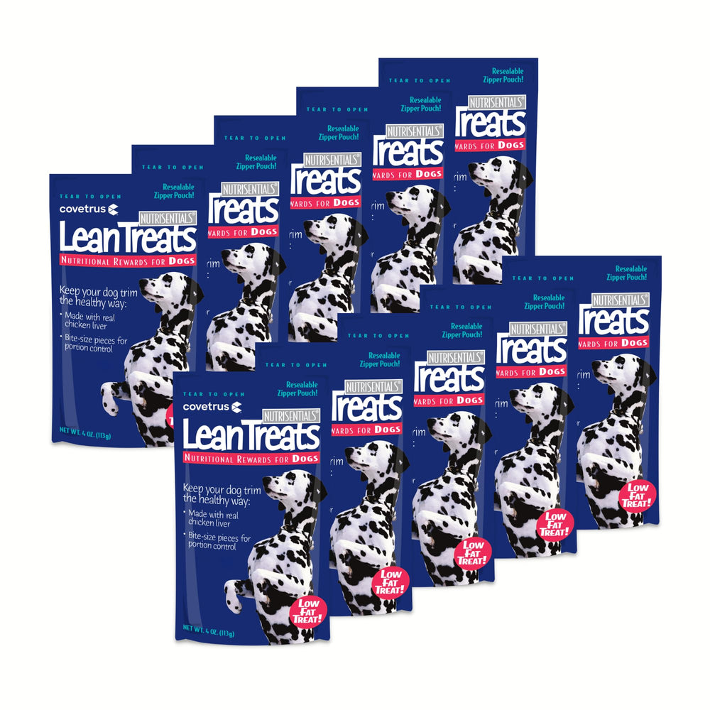 Covetrus Nutrisential Lean Treats for Dogs pack shot highlighting bite-sized, low-calorie rewards.