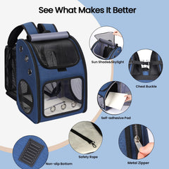 COVONO pet carrier backpack safety rope keeps pets secure when window is opened
