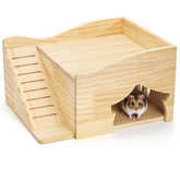 Covzoe Guinea Pig Wood House front view, cozy hideout for resting and play
