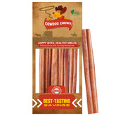 Cowdog Chews odor-free beef bully-stick pack promotes mess-free chewing.