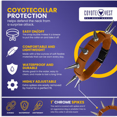 CoyoteVest CoyoteCollar spiked brown side view highlights rugged guard against wildlife