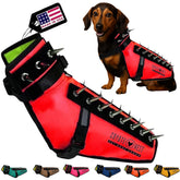 CoyoteVest dog harness red XS front view showing protective design for safer daytime walks