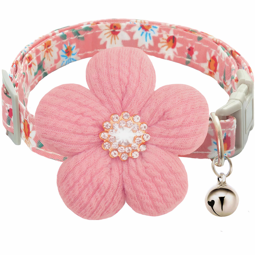 COZIRAE large dog collar with flower and bell for daily wear and visibility.