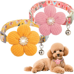 COZIRAE medium dog collar with flower and bell for easy location in daily walks.