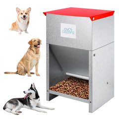 COZOFU dog feeder galvanized-steel exterior demonstrates durable weather resistance for outdoor use