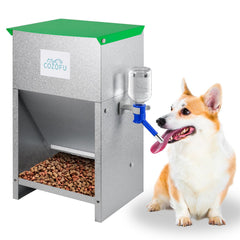 COZOFU gravity-fed dog feeder front view with large kibble chamber for busy households.