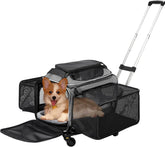 Cozy Cruiser airline-approved expanding-top pet carrier on wheels in grey, fits under most airplane seats