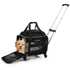 Cozy Cruiser airline-approved top-expansion carrier with wheels for comfortable travel.
