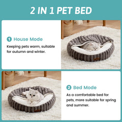 COZY KISS cat bed hooded blanket non-slip bottom keeps surfaces stable during play.