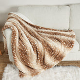COZY KISS Christmas deer blanket front view with plush faux fur for cozy warmth