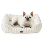 COZY KISS pet bed top view shows plush cream interior for cozy naps