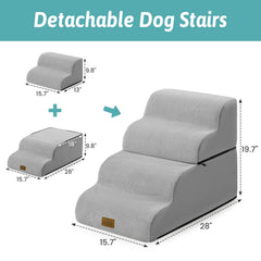 COZY KISS detachable curved dog stairs 2-step for sofa or chair use.