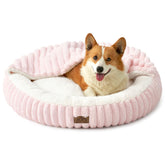 COZY KISS dog bed with hooded blanket in pink provides secure, cozy 35x35x7 lounging.