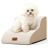 COZY KISS dog stairs with curved 2-step design for small dogs.