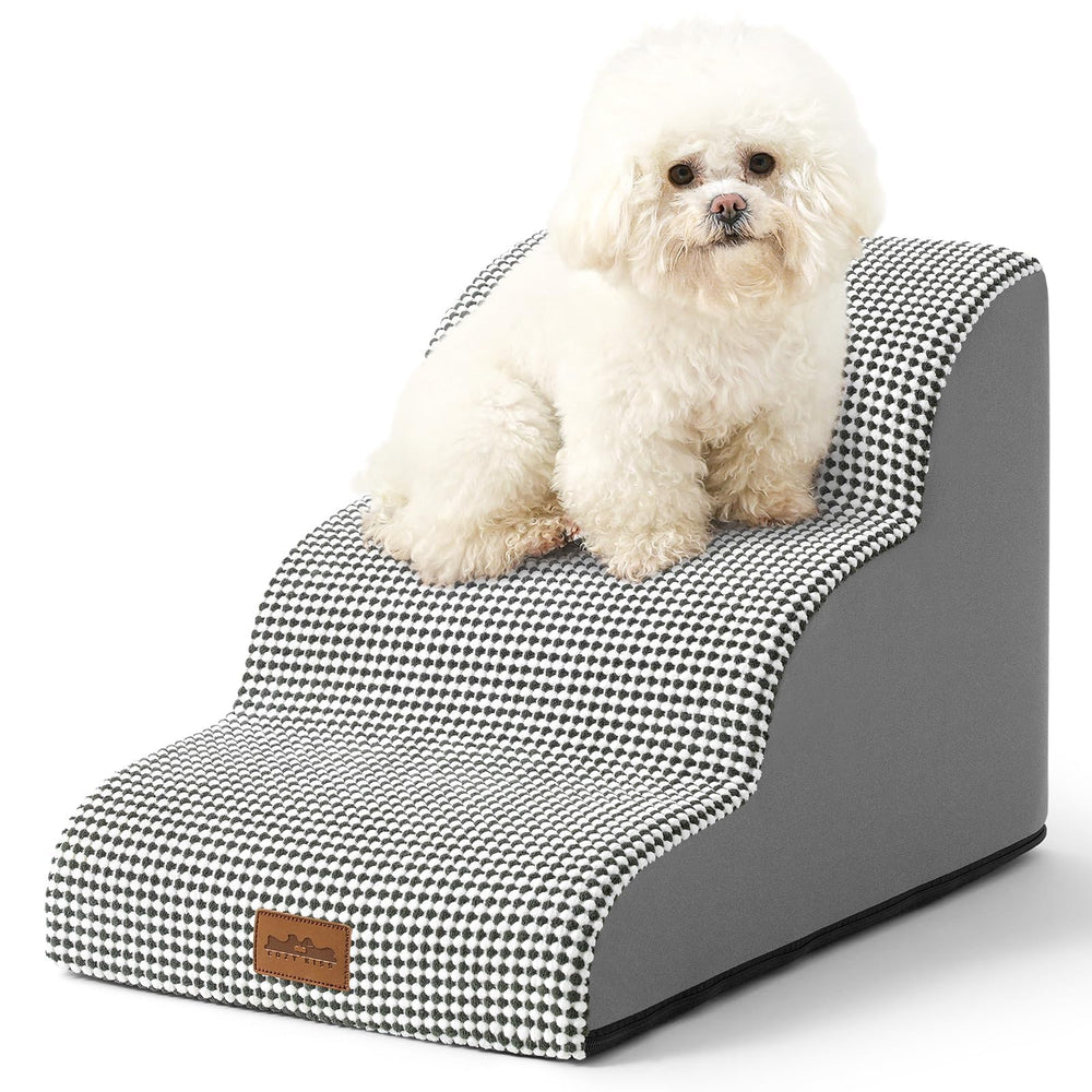 COZY KISS dog stairs 3-step foam helps small dogs reach furniture