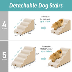 COZY KISS 4-step curved ramp designed for easy puppy climbs