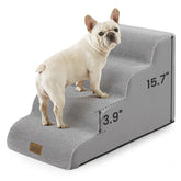 COZY KISS dog stairs 4-step curved design provides gentle incline for small dogs reaching a couch.