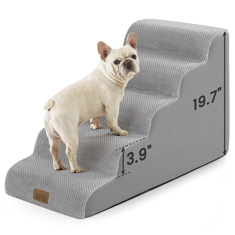 COZY KISS Dog Stairs 5-step-foam: easy climb for small dogs.