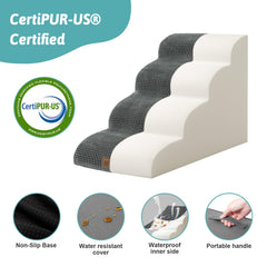COZY KISS dog stairs corduroy cover offers soft, grippy surface.