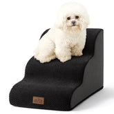COZY KISS curved-3-step dog stairs provide stable support for small dogs.