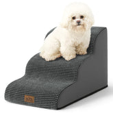 COZY KISS curved dog stairs show compact design for small dogs, easier sofa access.