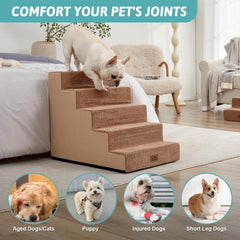 COZY KISS dog stairs foam detail shows 30D cushioning for soft paw contact.
