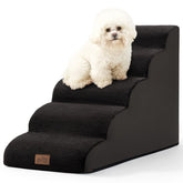 COZY KISS dog stairs, high-bed side view, five-step design supports small dogs safely.