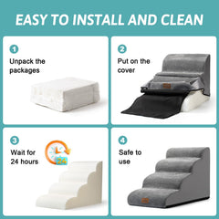 COZY KISS dog stairs leakproof material helps keep stairs dry and safe