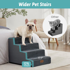 COZY KISS dog stairs non-slip corduroy cover keeps pets steady during climbs.
