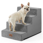 COZY KISS dog stairs wide-base on couch for stable access.